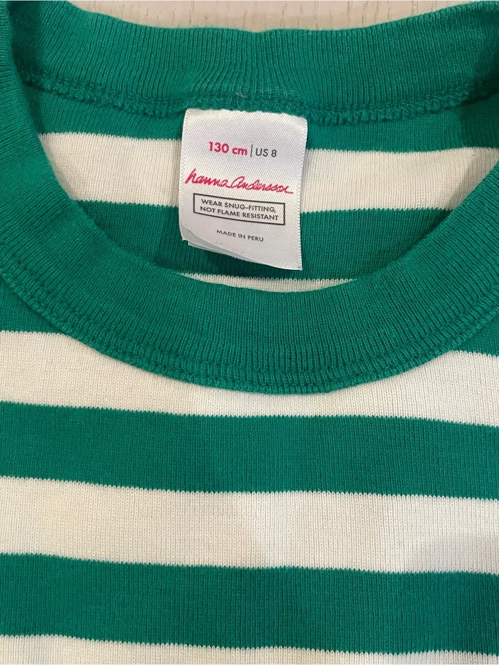 Hanna Andersson HannaJams Short John Pajama Set (Green Stripe) - Size 8 130